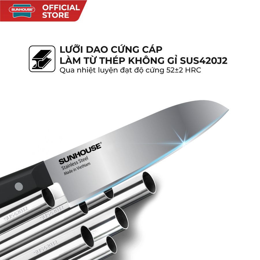 Dao làm bếp đa năng Sunhouse KS-KN165KS - Chất liệu thép SUS420J2 không gỉ - Công nghệ mài đơn - Hàng chính hãng - Ảnh 4