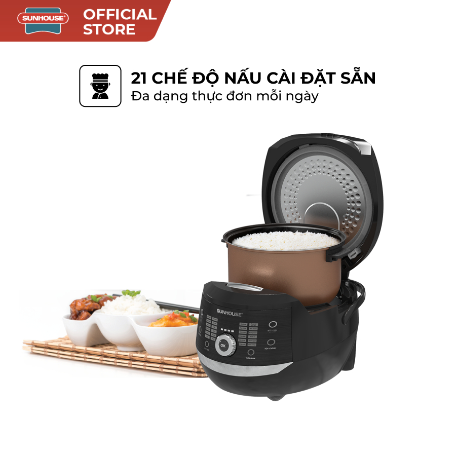 Nồi cơm điện tử 1.8L Sunhouse SHD8911 - 21 chế độ cài sẵn - Hẹn giờ 24H - Bảo hành 12 tháng chính hãng - Ảnh 2