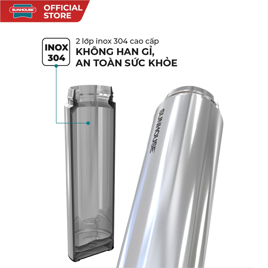 Bình giữ nhiệt Inox 304 SUNHOUSE 450ml KS-TU450I - Ảnh 4