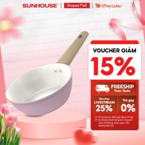 Chảo phủ sứ Nano đáy từ Sunhouse Healthy SHG20-24-26MP/T1 – Chống dính Nano Ceramic – Bắt từ nhanh – Màu sắc trendy