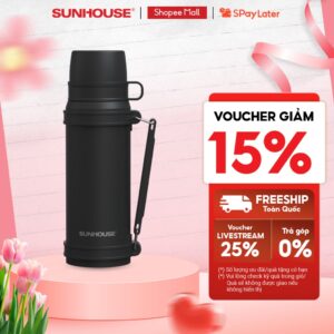 Phích giữ nhiệt đa năng 1.8L inox 304 Sunhouse KS-TH1800VB – Inox 304 an toàn – Quai xách gấp gọn tiện lợi