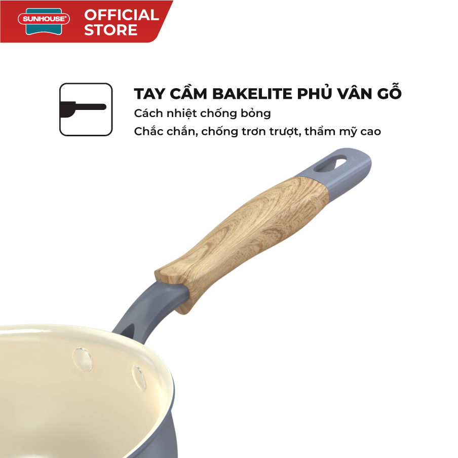 Quánh phủ sứ đáy từ Sunhouse Healthy MP16B - Chống dính Ceramic - Bắt từ nhanh, dùng trên mọi loại bếp - Ảnh 5