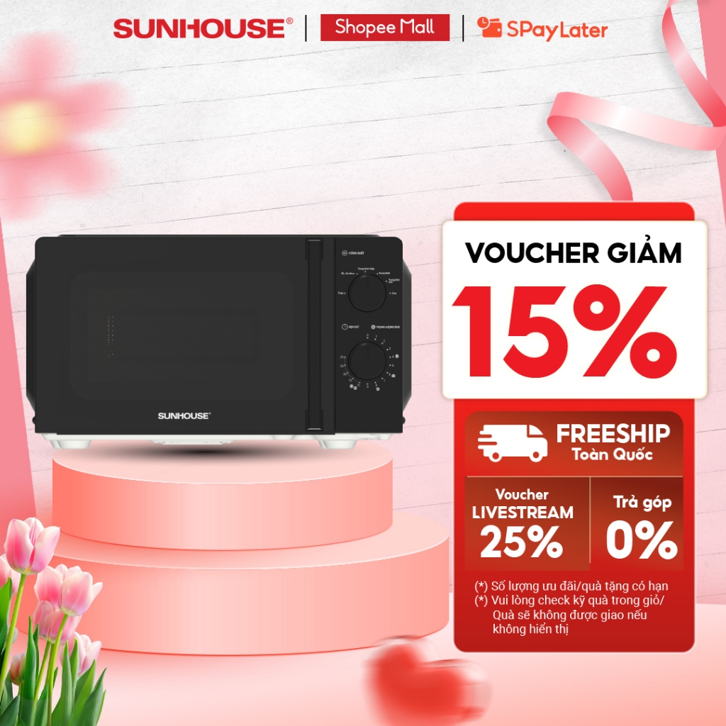 Lò vi sóng 20L Sunhouse SHD482x - Công suất 1000W - Đa chức năng - 6 mức nhiệt linh hoạt - Kính 2 lớp siêu bền - Ảnh 2
