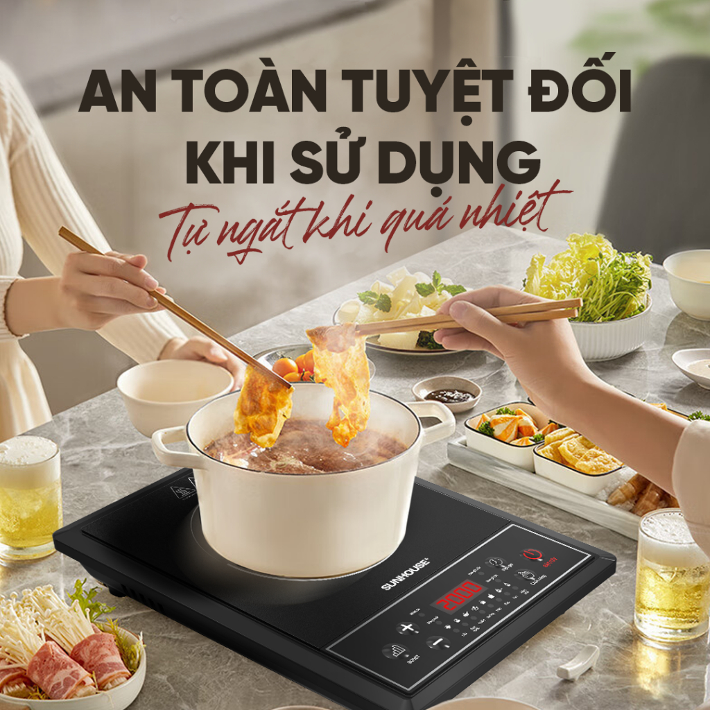 Bếp từ đơn Sunhouse SHD6154 - Công suất 2000W - 8 chế độ nấu - 10 mức nhiệt - Chế độ hẹn giờ - Bảo hành 12 tháng - Ảnh 7