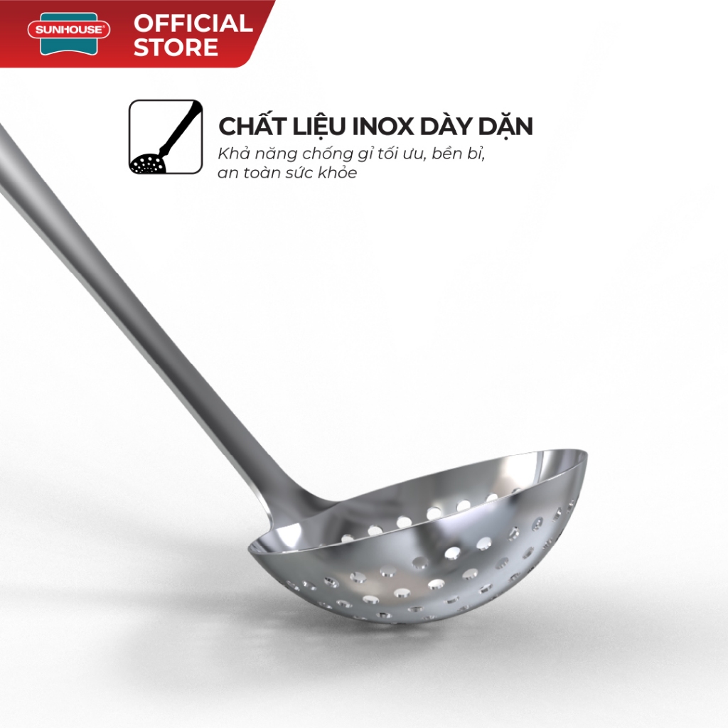 Muôi vá thủng 290 inox Sunhouse KS-SL290I - Inox chống gỉ dày dặn - Tay cầm chắc chắn - Dễ vệ sinh - Ảnh 2