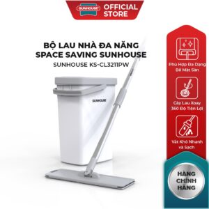 Bộ lau nhà đa năng Space Saving Sunhouse KS-CL3211PW – Gồm 1 thùng giặt, 1 cây lau –  Bảo hành 6 tháng chính hãng