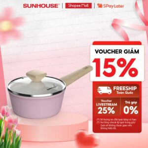 Quánh phủ sứ Nano đáy từ Sunhouse Healthy MP18P/18T – Chống dính Nano Ceramic – Tay cầm chống trơn – Bắt từ nhanh