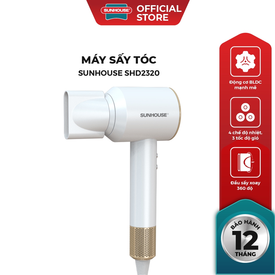 Máy sấy tóc ion âm Sunhouse SHD2320 - Đầu sấy xoay 360 độ - 3 tốc độ gió - X2 tốc độ sấy - Ảnh 2