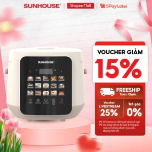 Nồi cơm điện tử 1.8L Sunhouse SHD8925 – 15 chức năng nấu tiện lợi – Lòng nồi chống dính Teflon – Hẹn giờ tới 24 giờ