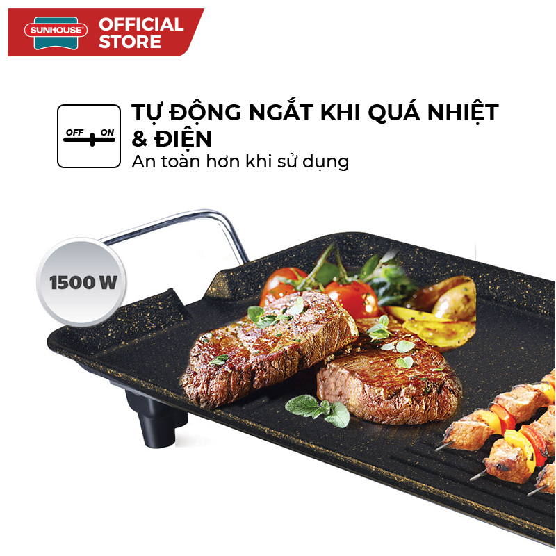 Bếp nướng điện SUNHOUSE Happy Time HTD4606 - Mặt chống dính - ĐIều chỉnh núm xoay - Bảo hành 12 tháng - Ảnh 6