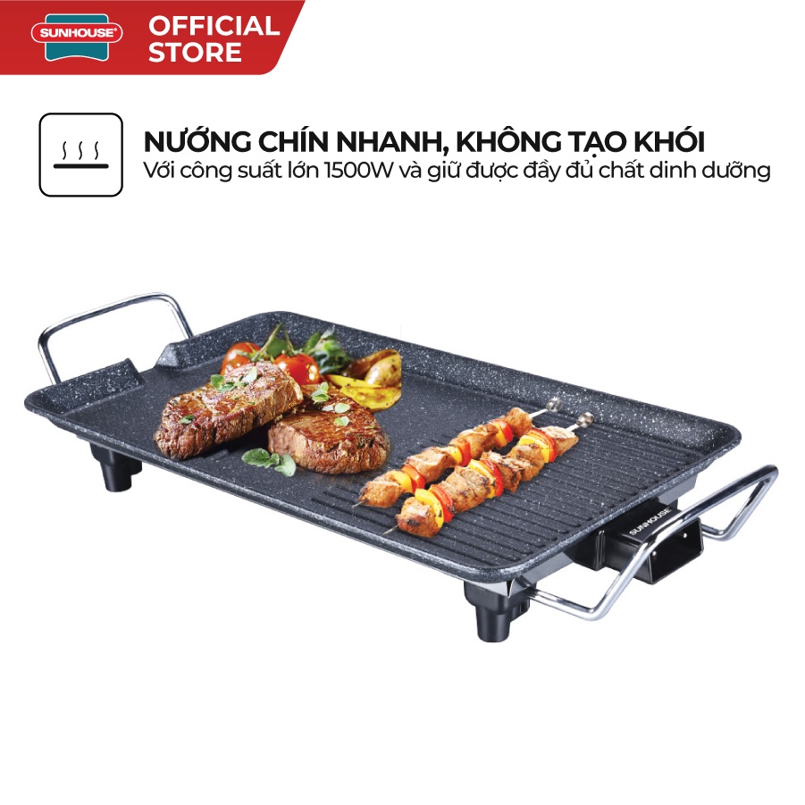 Bếp nướng điện Sunhouse SHD4607 - Công suất 1500W - Một miệng rót mỡ thừa tiện dụng - Phích cắm rời, 2 chấu - Ảnh 4