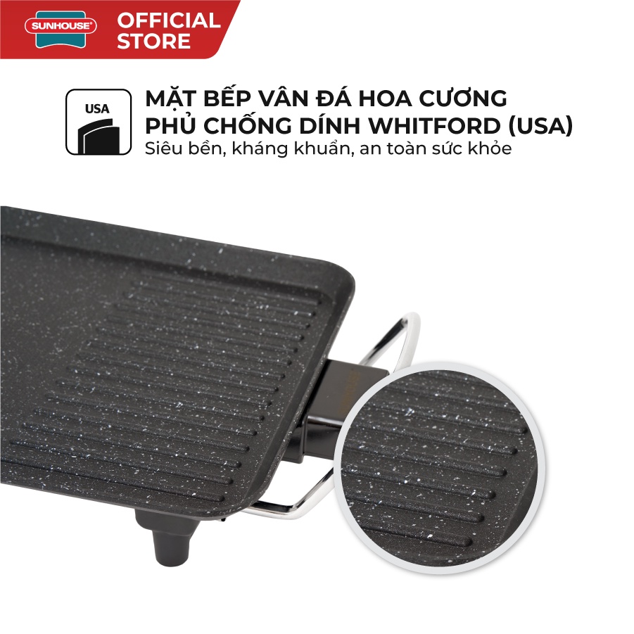 Bếp nướng điện Sunhouse SHD4607 - Công suất 1500W - Một miệng rót mỡ thừa tiện dụng - Phích cắm rời, 2 chấu - Ảnh 3