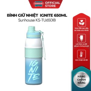 Bình giữ nhiệt Ignite 650ml Sunhouse KS-TU650IB – Ruột bình inox 316 cao cấp – Giữ nhiệt tới 10h – Vòi uống tiện lợi