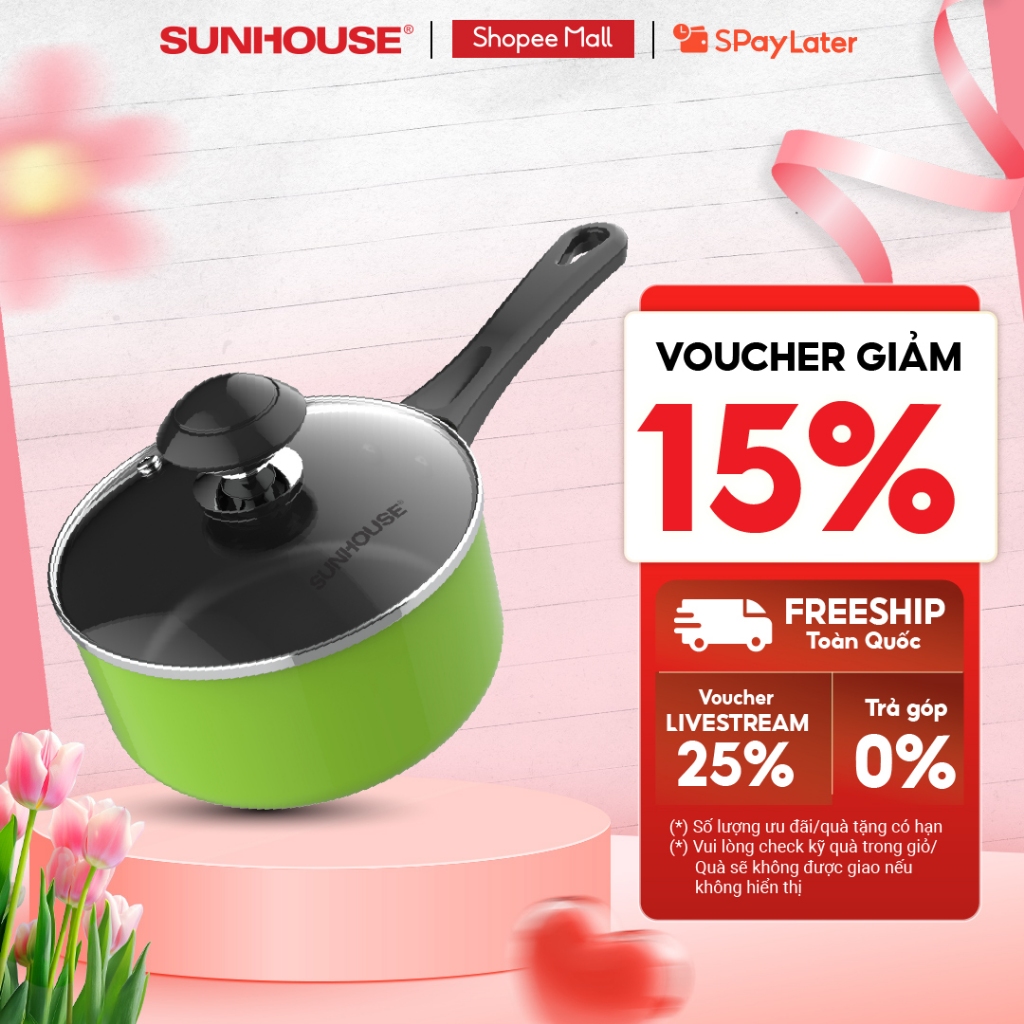 Nồi Quấy Bột Chống Dính SUNHOUSE SHG-MP14 - Đường kính 14 cm - KHÔNG DÙNG ĐƯỢC TRÊN BẾP TỪ
