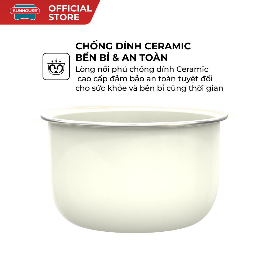 Nồi cơm điện tử 1.2L Happytime HTD8810 - Công nghệ gia nhiệt chuẩn - Chống dính Ceramic - 6 chức năng nấu - Ảnh 4