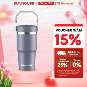 Bình giữ nhiệt City Drive 900ml Sunhouse KS-TU900CP – Inox 304 an toàn – Quai xách tiện lợi
