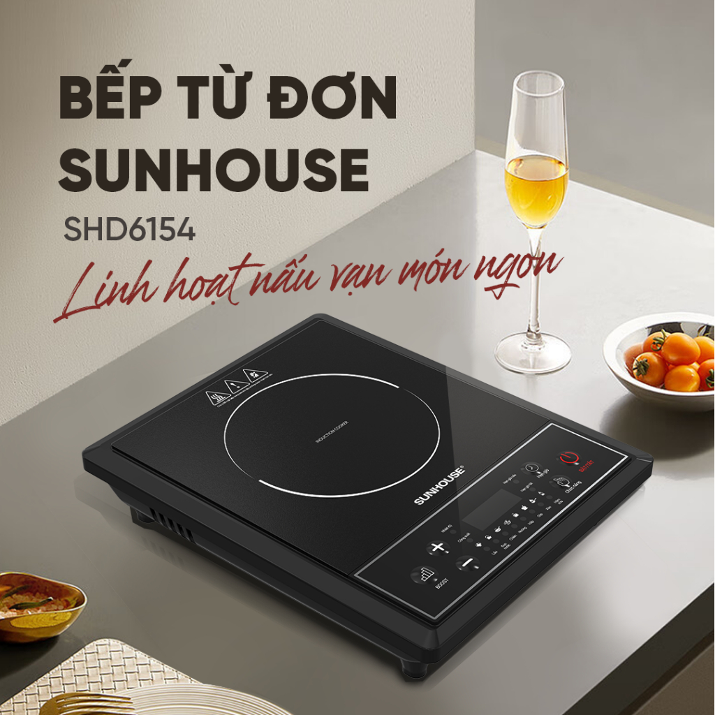 Bếp từ đơn Sunhouse SHD6154 - Công suất 2000W - 8 chế độ nấu - 10 mức nhiệt - Chế độ hẹn giờ - Bảo hành 12 tháng - Ảnh 3