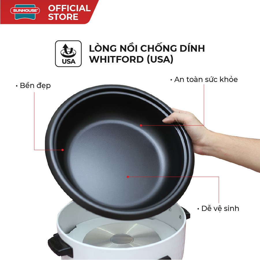 Lẩu điện Sunhouse SHD4521 - Công suất 1500W - Nồi dung tích 3L - Các bộ phận có thể tháo rời - Điều chỉnh núm xoay - Ảnh 3