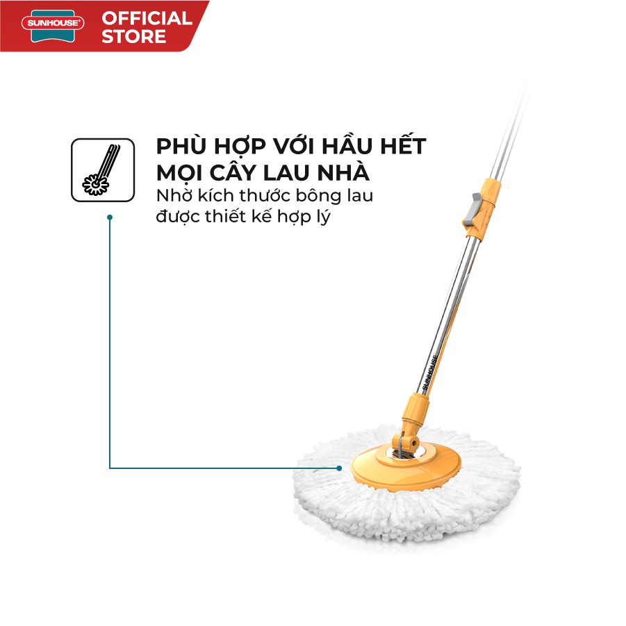 Bông Lau Nhà Microfiber Xoay 360 Độ SUNHOUSE KS-CO350M Đường Kính 360 - Ảnh 5