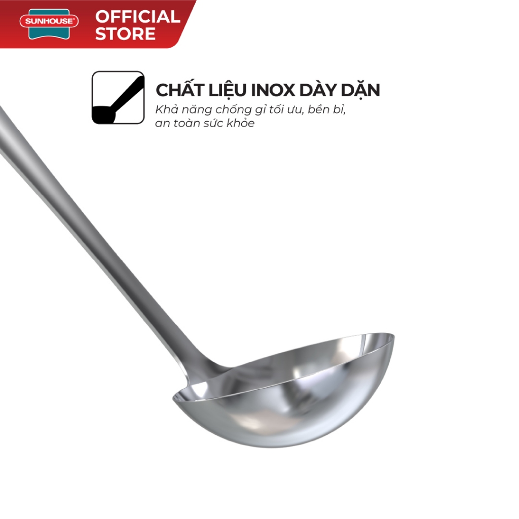 Muôi vá múc canh 290 inox Sunhouse KS-LA290I - Inox chống gỉ dày dặn - Tay cầm chắc chắn - Dễ vệ sinh - Ảnh 2