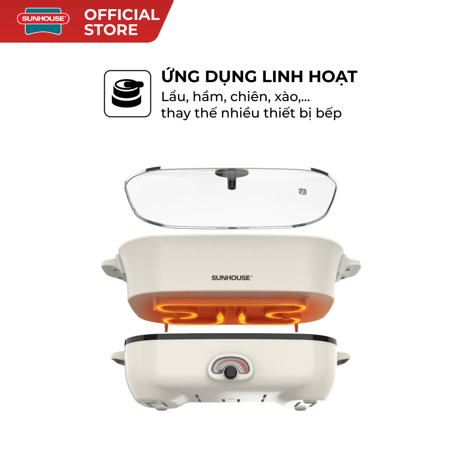 Lẩu điện 6L Sunhouse SHD4560 (1800W) - SHD4568 (2200W) , Chín tức thì trong 12 phút - Gia nhiệt trực tiếp - Ảnh 3