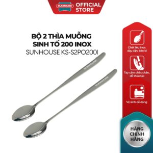 Bộ 2 Thìa muỗng sinh tố 200  inox Sunhouse KS-S2PO200I – Inox chống gỉ dày dặn – Tay cầm chắc chắn – Dễ làm sạch