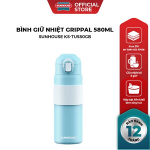 BÌnh giữ nhiệt GripPal 580ml Sunhouse KS-TU580GB – Inox 316 cao cấp – Nắp bật liền thân – Giữ nhiệt lên tới 10h