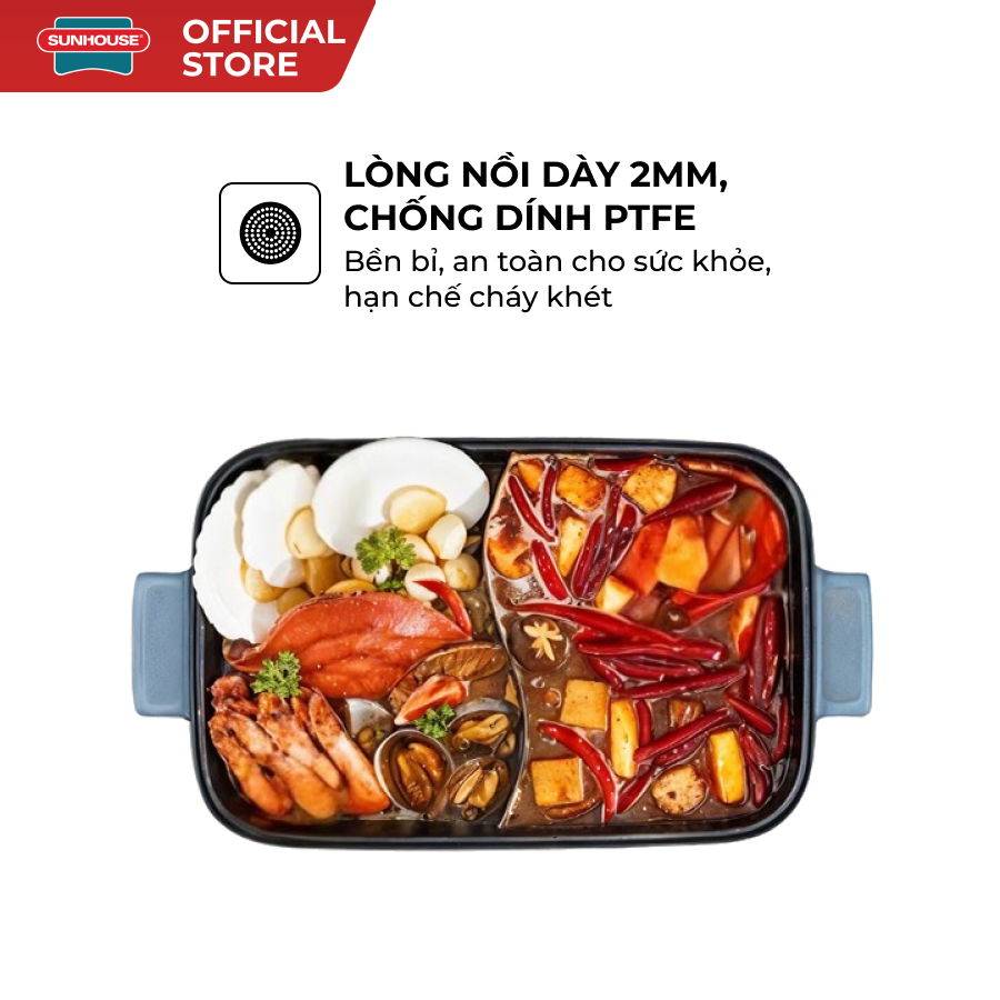 Lẩu điện 6L Sunhouse SHD4560 (1800W) - SHD4568 (2200W) , Chín tức thì trong 12 phút - Gia nhiệt trực tiếp - Ảnh 8