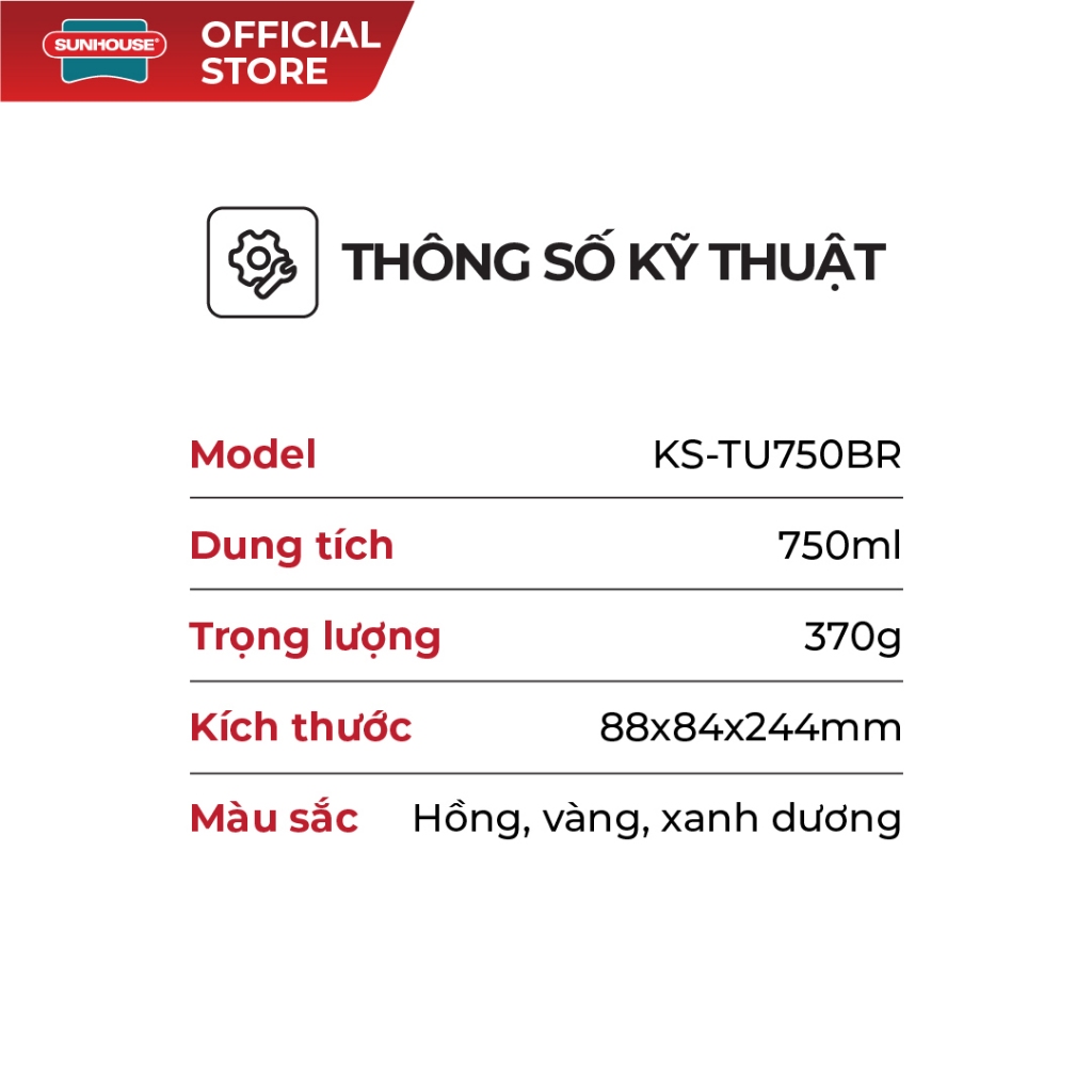 Bình giữ nhiệt Double Boost 750ml Sunhouse KS-TU750xx - Inox 316 cao cấp - Tay cầm chống trượt - Ảnh 8