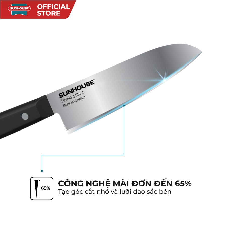 Dao làm bếp đa năng Sunhouse KS-KN165KS - Chất liệu thép SUS420J2 không gỉ - Công nghệ mài đơn - Hàng chính hãng - Ảnh 3