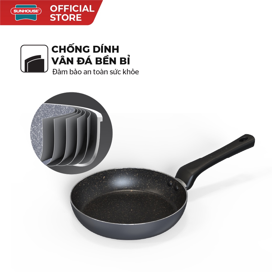 Chảo chống dính KHÔNG TỪ Sunhouse CT Plus - Đường kính: 18-20-22-24-26-28-30cm - KHÔNG DÙNG ĐƯỢC TRÊN BẾP TỪ - Ảnh 3