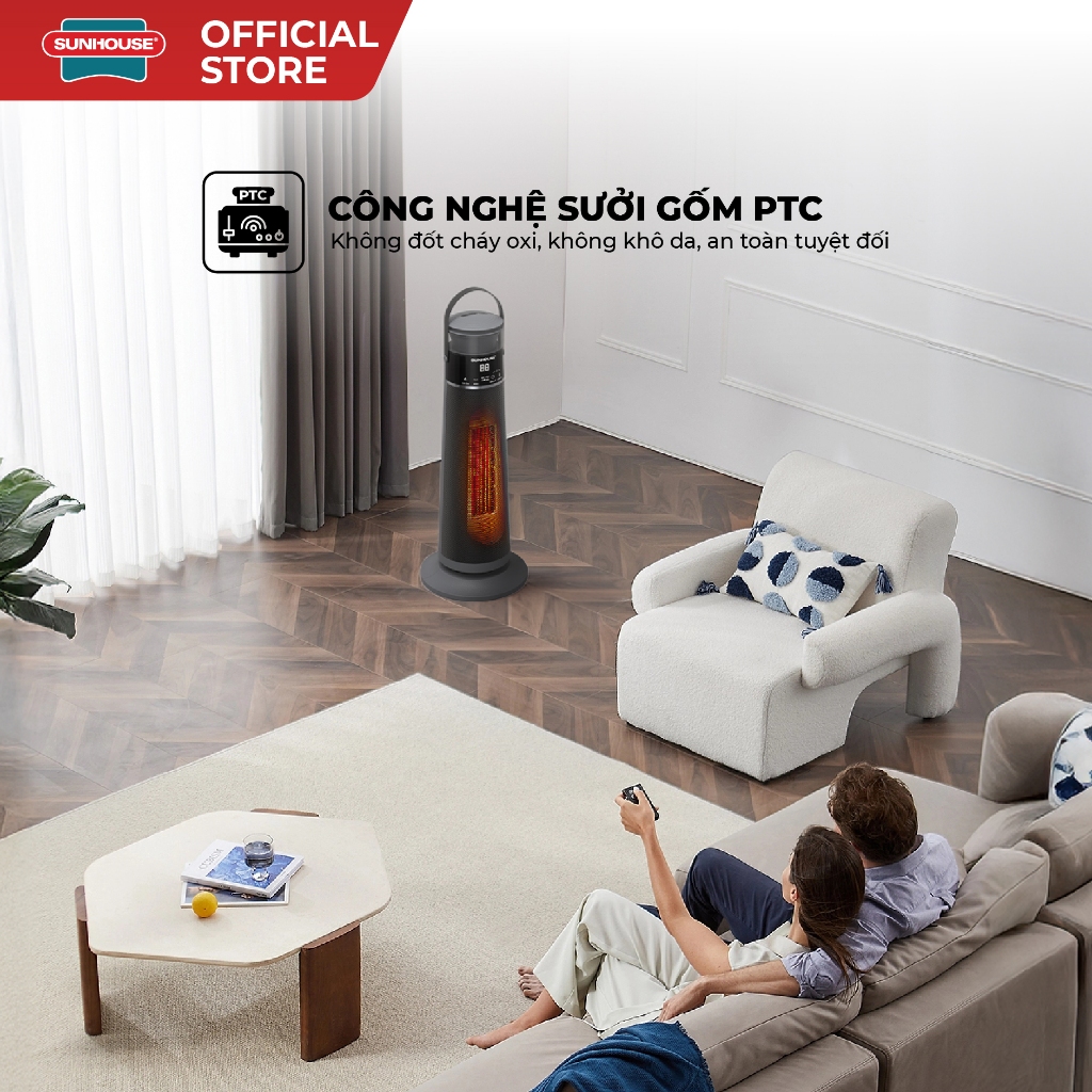 Sưởi điện Ceramic Sunhouse SHD7061 - Linh hoạt 2 chế độ - Tích hợp chế độ quay - Công nghệ sưởi an toàn - Ảnh 2