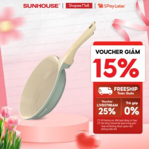 Chảo chống dính đáy từ Sunhouse SHG20-26-28EC – Công nghệ đúc nguyên khối – Chống dính 2 lớp – Sử dụng mọi loại bếp