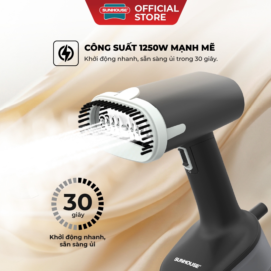 Bàn là hơi cầm tay Sunhouse SHD2177 - Đầu ủi gập linh hoạt - Công suất 1250W - 2 chế độ phun hơi phù hợp mọi loại vải - Ảnh 3
