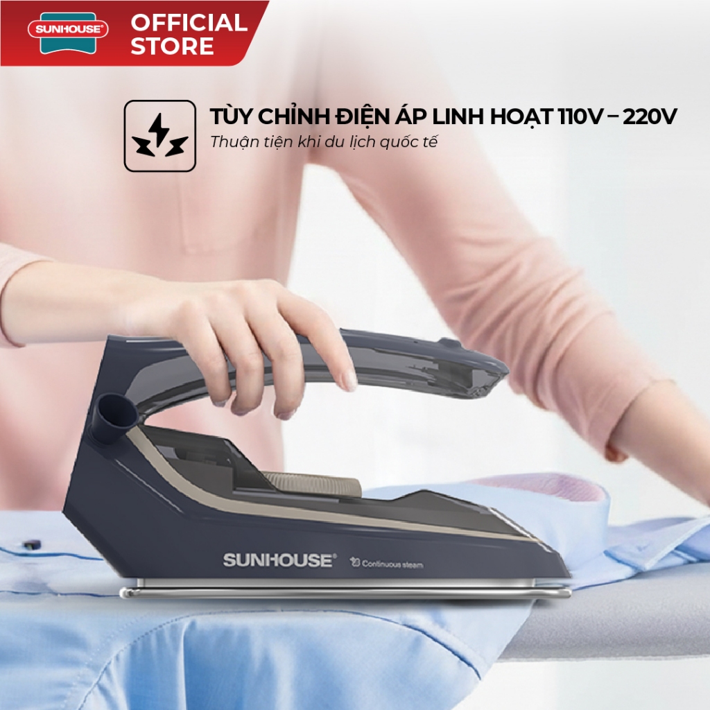 Bàn là hơi cầm tay Sunhouse SHD2172 - Tay cầm gấp gọn - Công suất 1000W - 5 chế độ là - Tùy chỉnh điện áp 110-220v - Ảnh 4