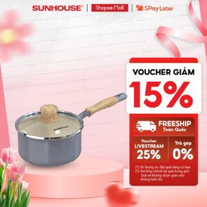 Quánh phủ sứ đáy từ Sunhouse Healthy MP16B – Chống dính Ceramic – Bắt từ nhanh, dùng trên mọi loại bếp