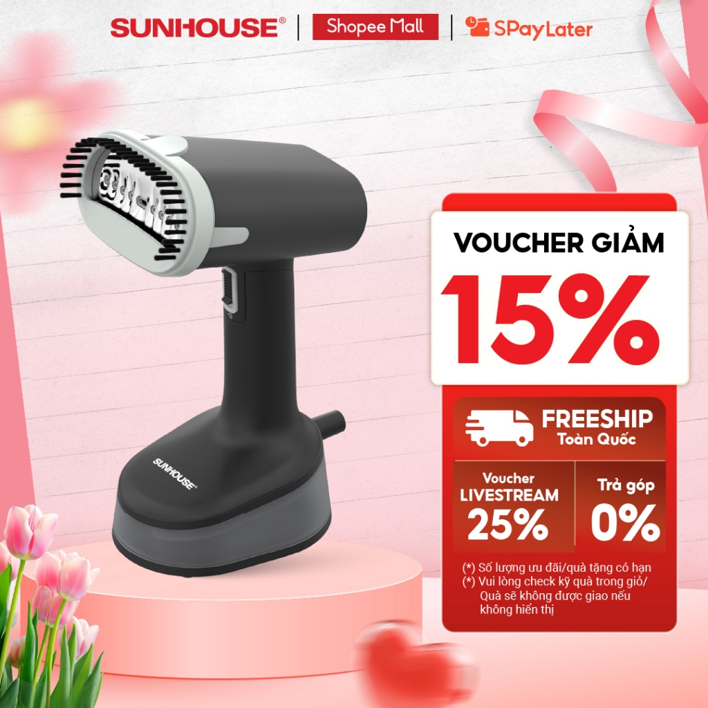 Bàn là hơi cầm tay Sunhouse SHD2177 - Đầu ủi gập linh hoạt - Công suất 1250W - 2 chế độ phun hơi phù hợp mọi loại vải