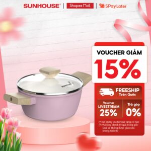 Nồi phủ sứ Nano đáy từ Sunhouse Healthy SHG7979MP-20-24 – Chống dính Nano Ceramic – Dùng mọi loại bếp