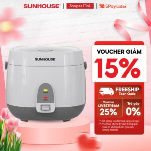 Nồi cơm điện 1.8L Sunhouse SHD8611- Lòng nồi: 1mm, chống dính 2 lớp vân đá, 4-6 người dùng – Sản xuất tại Việt Nam