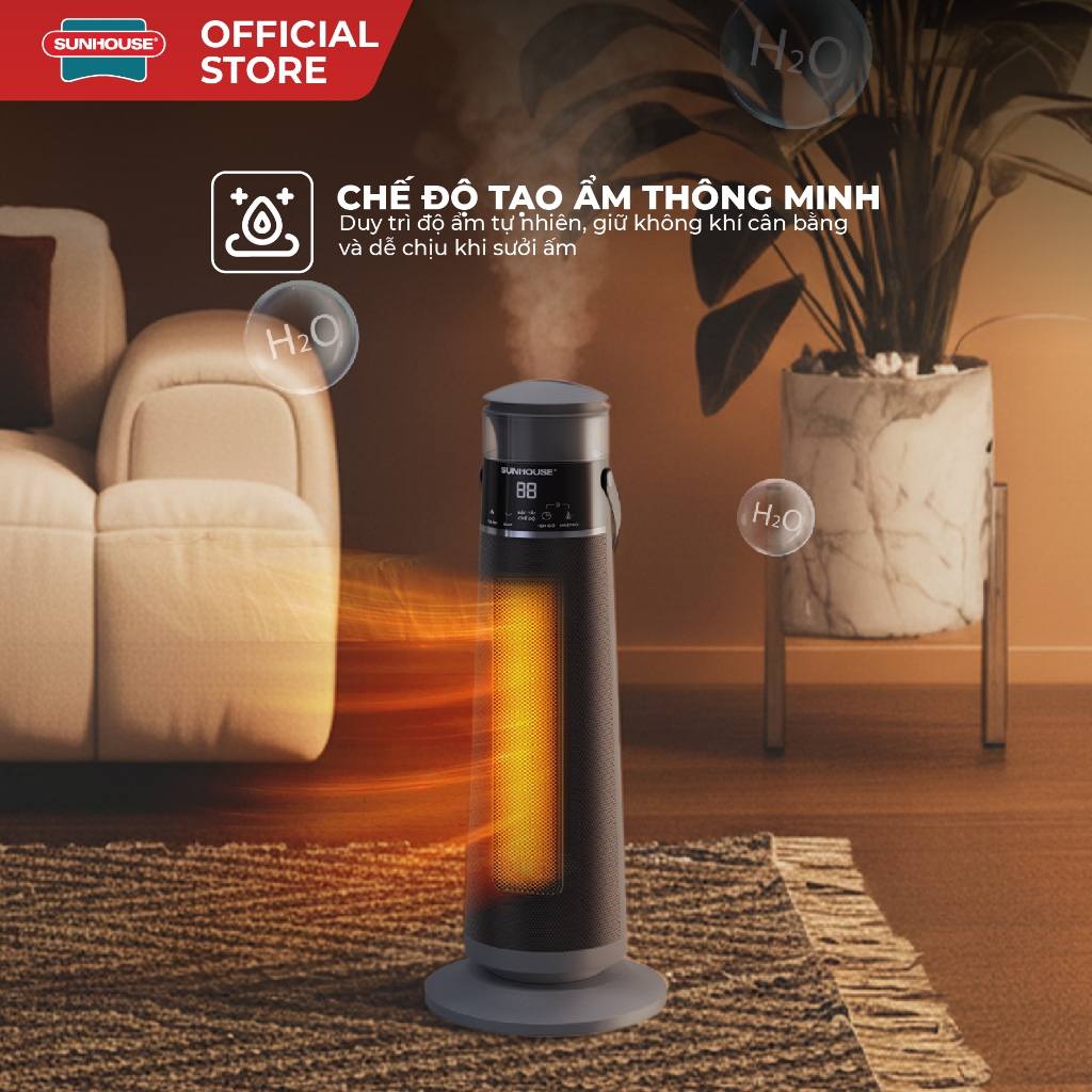 Sưởi điện Ceramic Sunhouse SHD7061 - Linh hoạt 2 chế độ - Tích hợp chế độ quay - Công nghệ sưởi an toàn - Ảnh 3