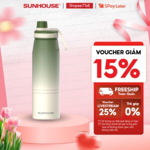 BÌnh giữ nhiệt Ignite 900ml Sunhouse KS-TU900IG/KS-TU900IP – Inox 304 – Quai xách thuận tiện