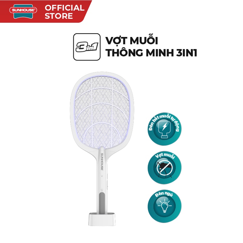 Vợt muỗi thông minh SUNHOUSE 3IN1 SHE- PRO11.W - Ảnh 3
