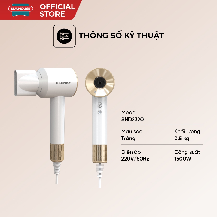 Máy sấy tóc ion âm Sunhouse SHD2320 - Đầu sấy xoay 360 độ - 3 tốc độ gió - X2 tốc độ sấy - Ảnh 8