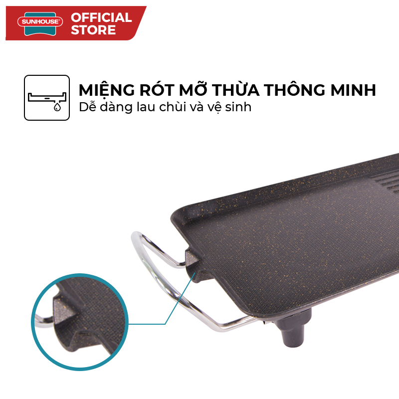 Bếp nướng điện SUNHOUSE Happy Time HTD4606 - Mặt chống dính - ĐIều chỉnh núm xoay - Bảo hành 12 tháng - Ảnh 4