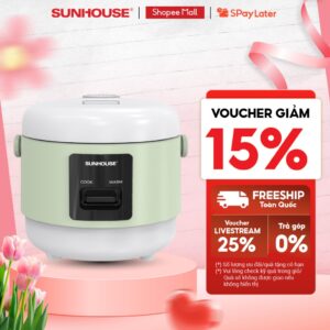 Nồi cơm điện 0.8L Sunhouse SHD8200 – Giữ ấm tới 8 tiếng – Chống dính 2 lớp Flead an toàn