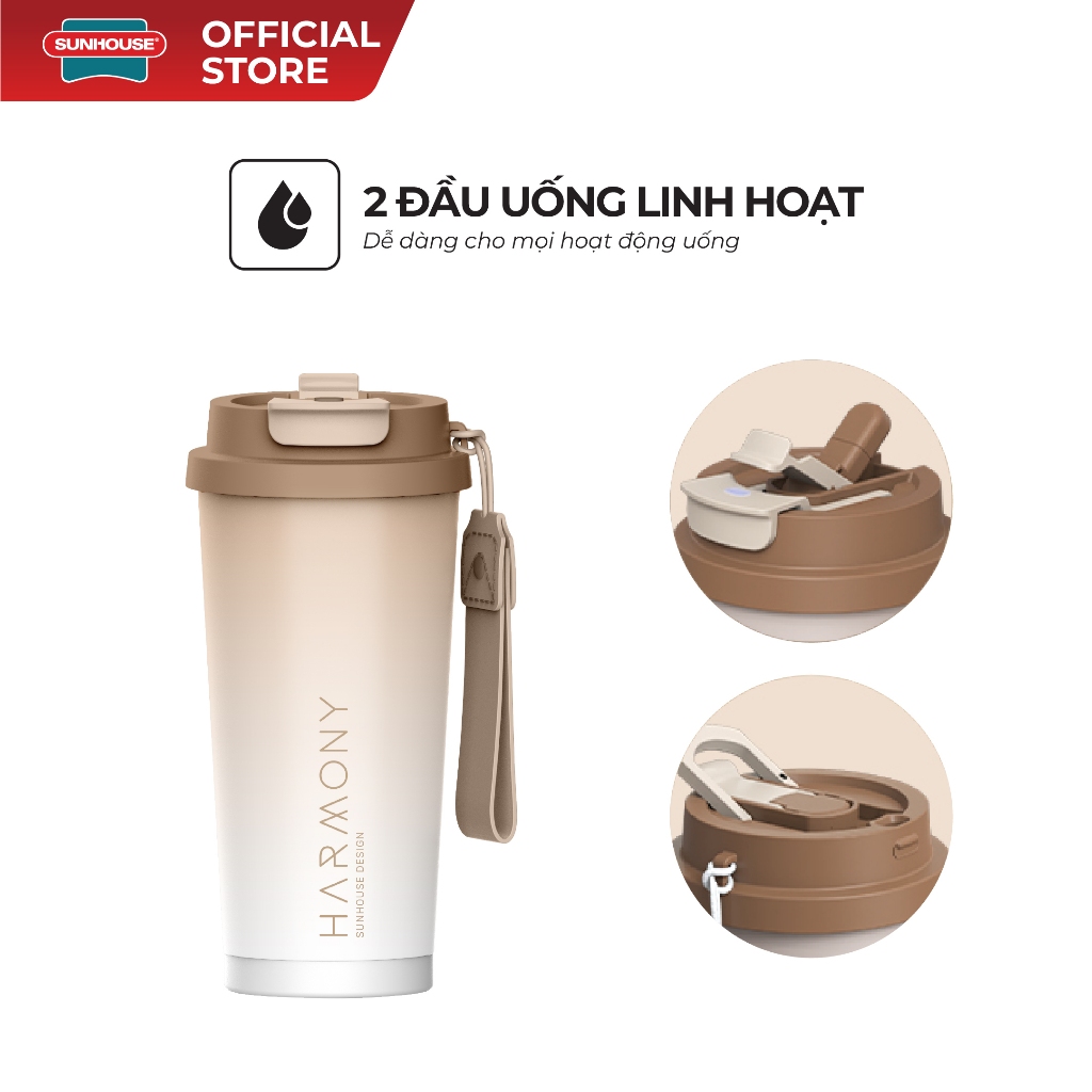 Bình giữ nhiệt Harmony 500ml Sunhouse KS-TU500 - Inox 316 - Giữ nhiệt nóng & lạnh tới 8 giờ - Vòi uống 2 chế độ - Ảnh 3