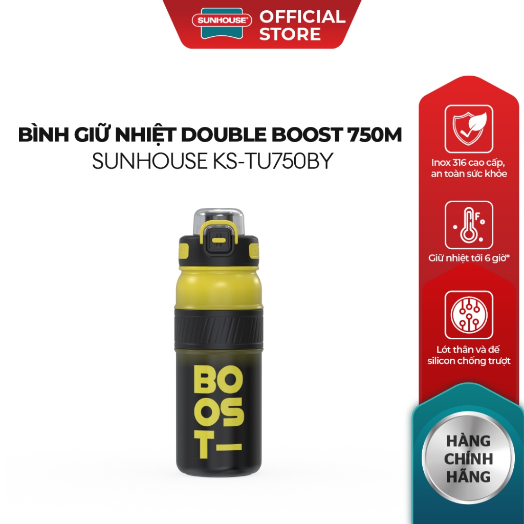 Bình giữ nhiệt Double Boost 750ml Sunhouse KS-TU750xx - Inox 316 cao cấp - Tay cầm chống trượt - Ảnh 2